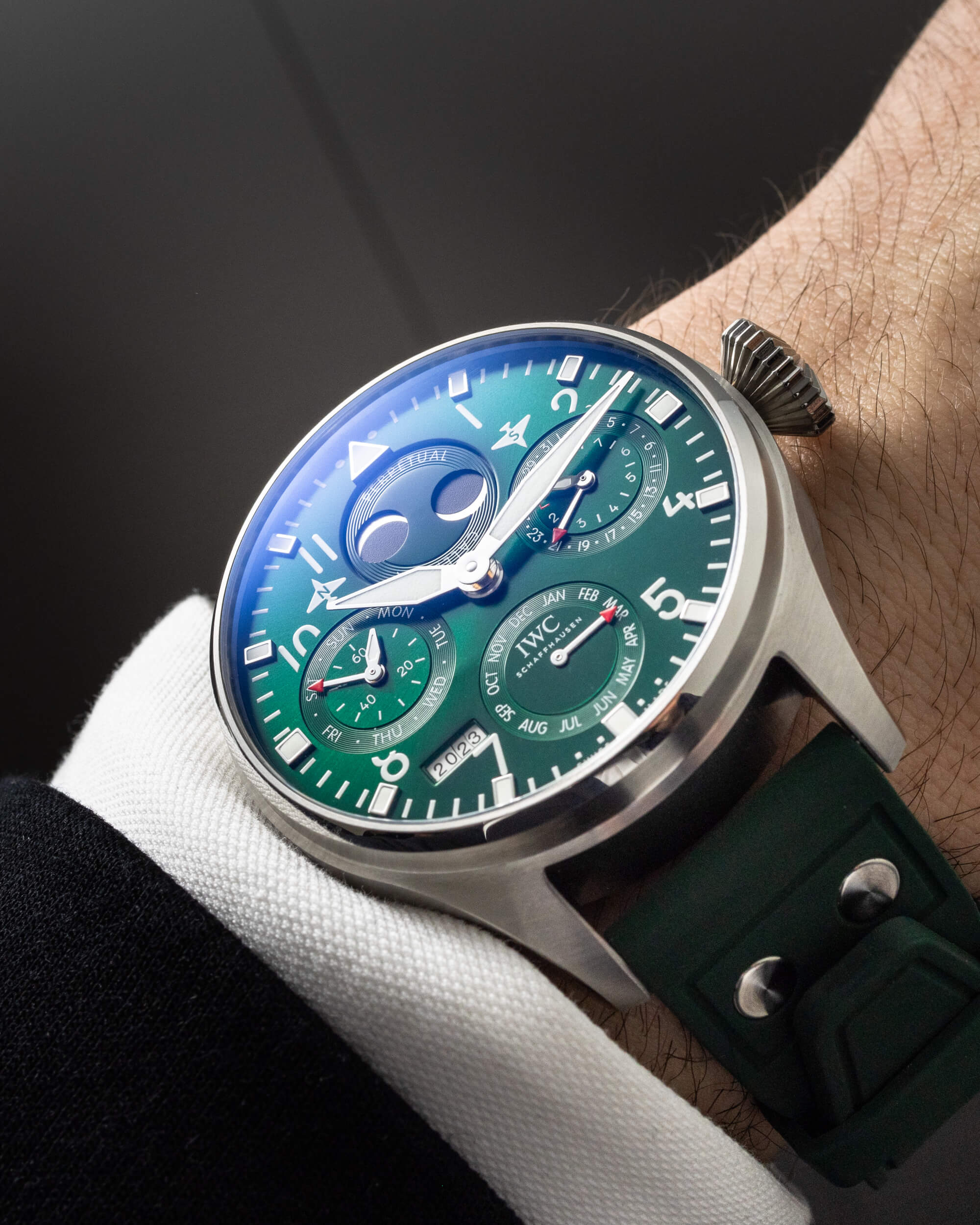 IWC Big Pilot’s Watch Perpetual Forest Green Replica De Reloj De Lujo, La culminación del arte mecánico y la estética medioambiental