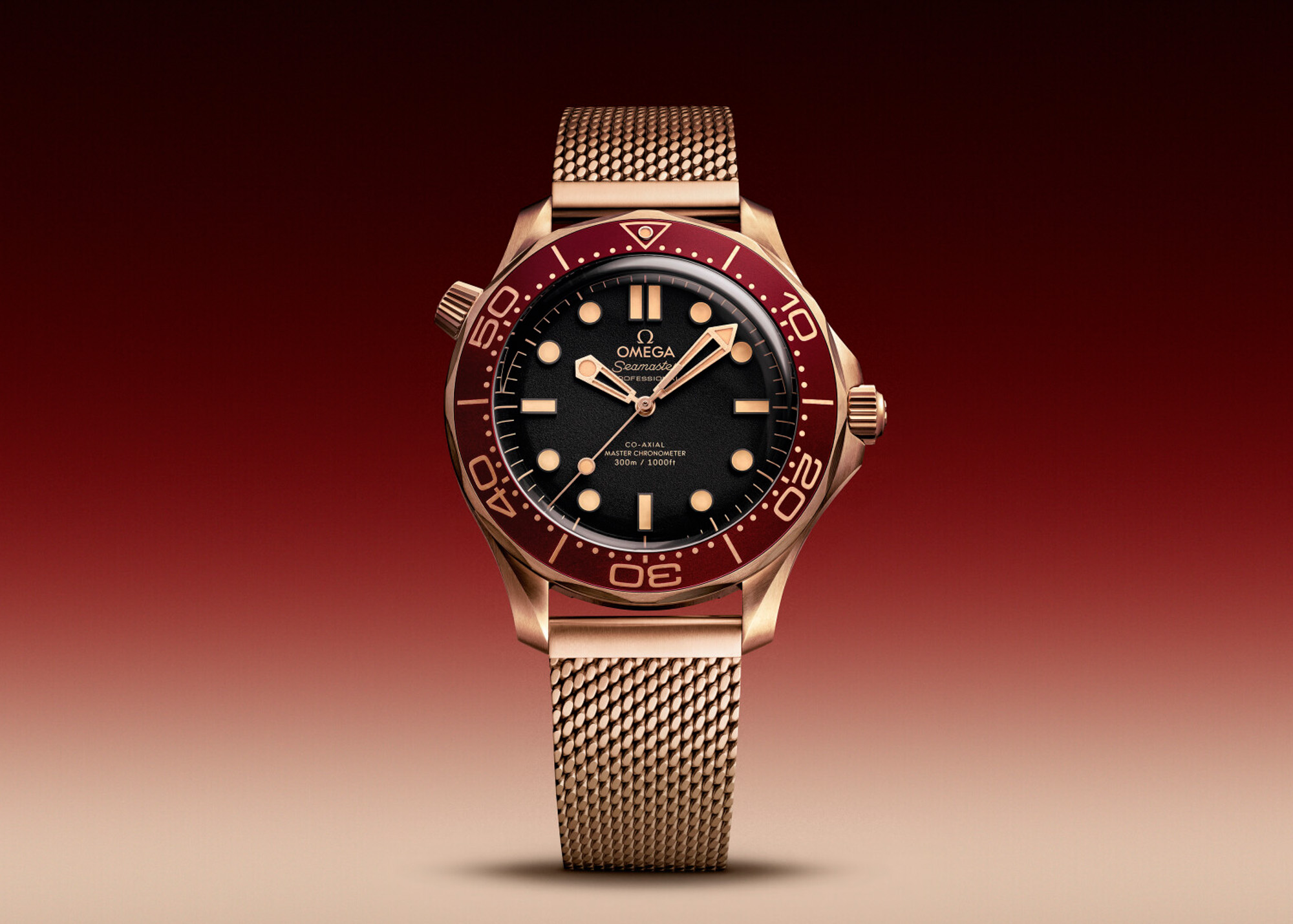 Omega Seamaster Diver 300M Bronce Oro y Borgoña de Lujo Replica De Reloj